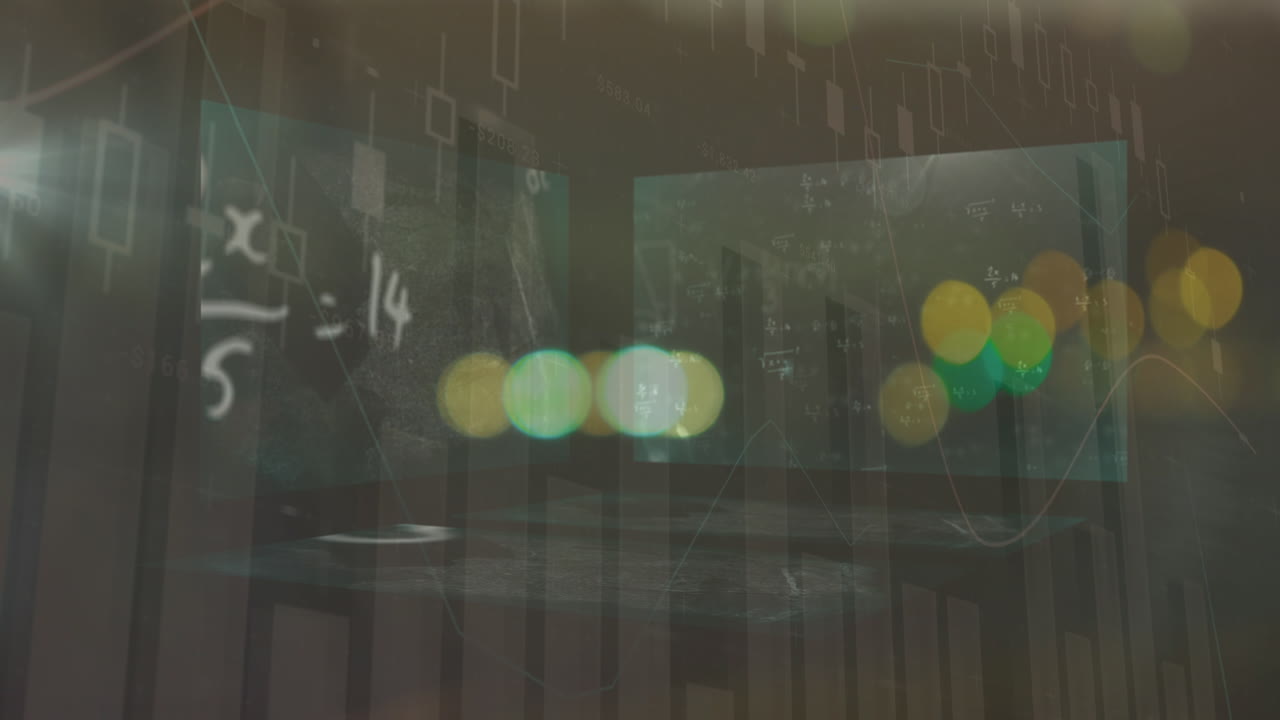 고전선에서 수학적 공식의 애니메이션