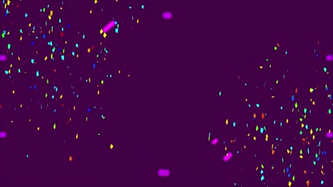 animation of pink circular scanner moving over colourful confetti falling on dark background