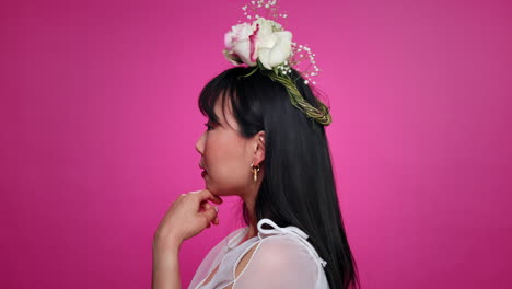 woman with floral crown