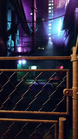 oscuro y arenoso callejón cyberpunk por la noche