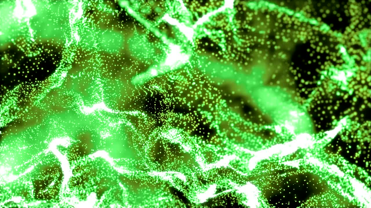 fondo sin costuras de partículas verdes de 4k