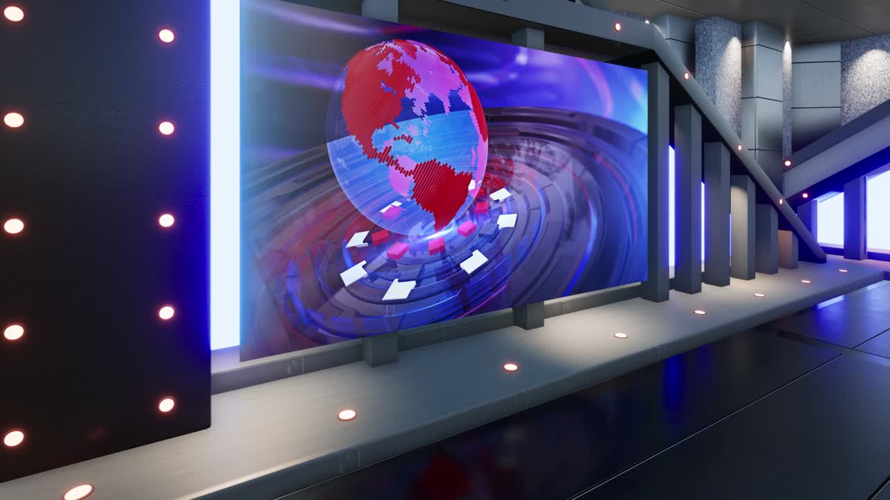 tv 뉴스 스튜디오 세트 - 가상 녹색 화면 배경 루프