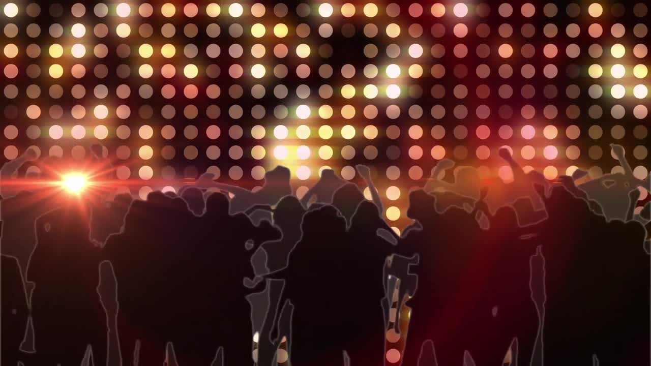 animación de puntos de luz sobre personas bailando