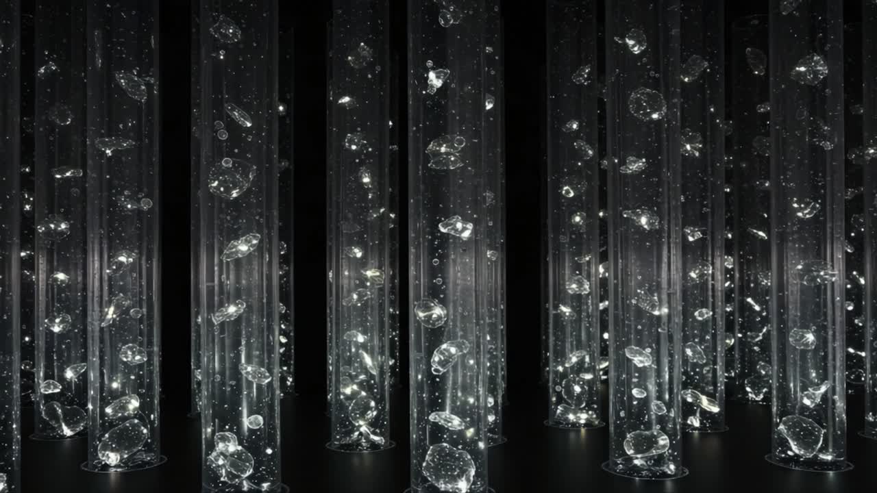Bubbles and Illuminated Tubes: A Mesmerizing Display of Light, Texture, and Reflection Captured in This Captivating Multimedia Installation