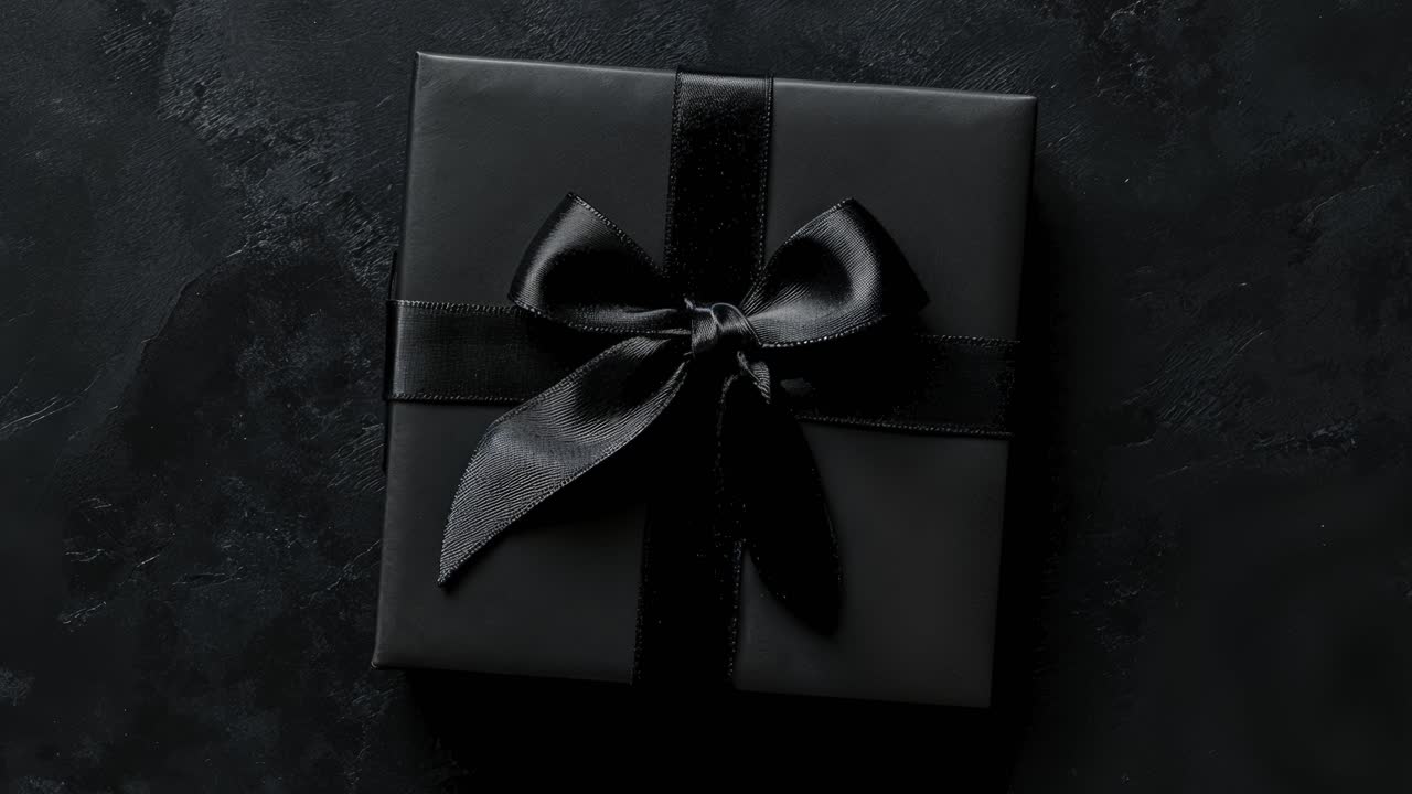 Scatola regalo nera con nastro e arco
