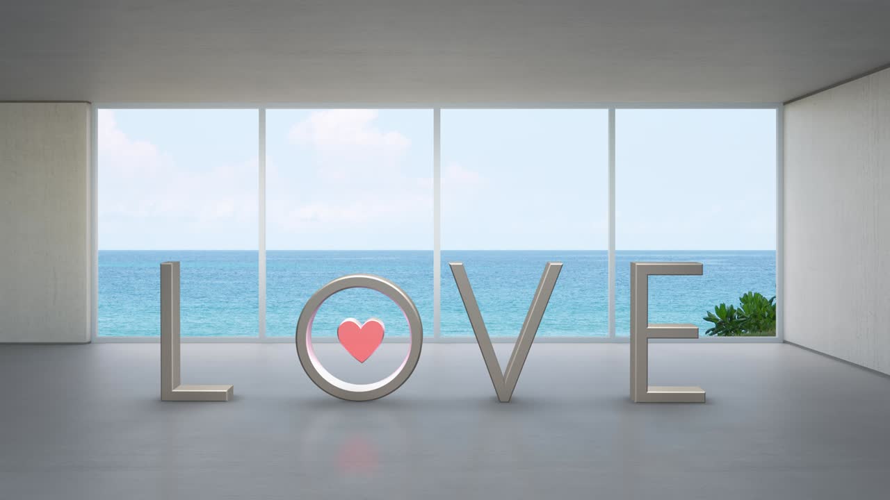 해변과 바다를 볼 수 있는 럭셔리 주택 인테리어