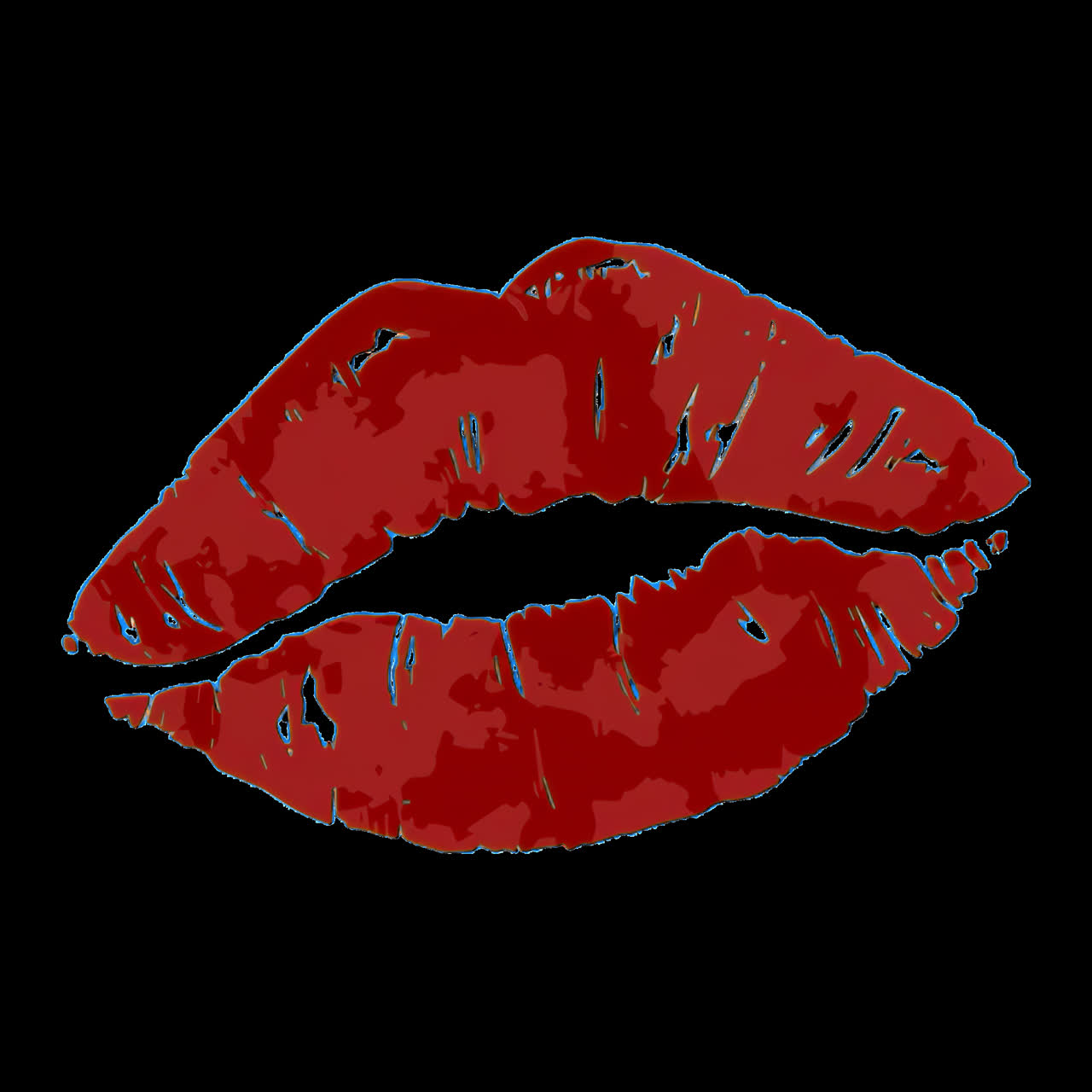 Bold red lipstick kiss animation isolated asset, transparent 4K video, alpha channel, ProRes 4444