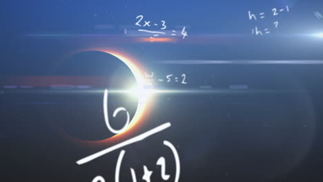 animatie van wiskundige vergelijkingen over zonsverduistering