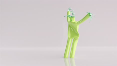 happy animated light green character