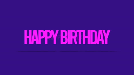 rolling happy birthday text on purple gradient