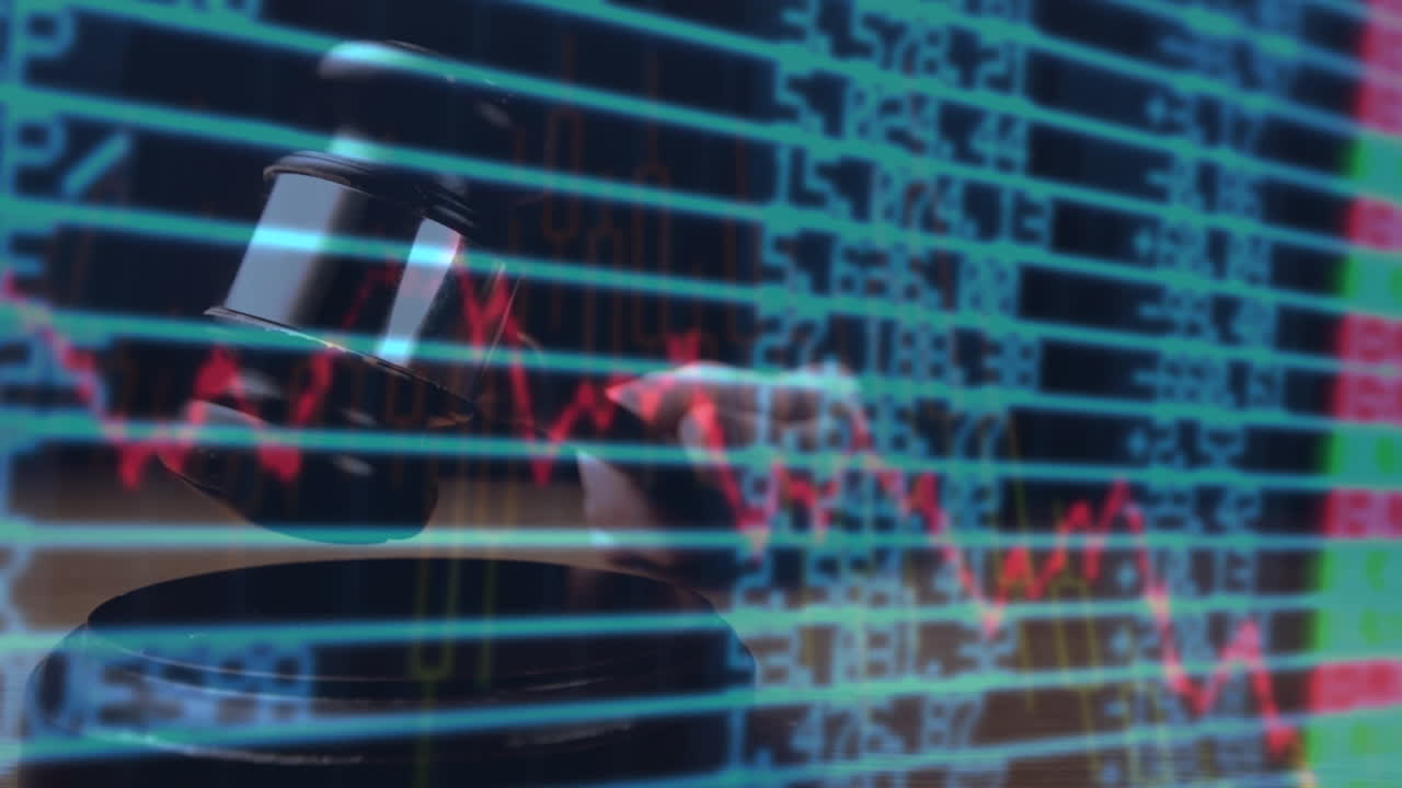 animación digital de un gráfico de negocios contra las cifras financieras en la pantalla 4k