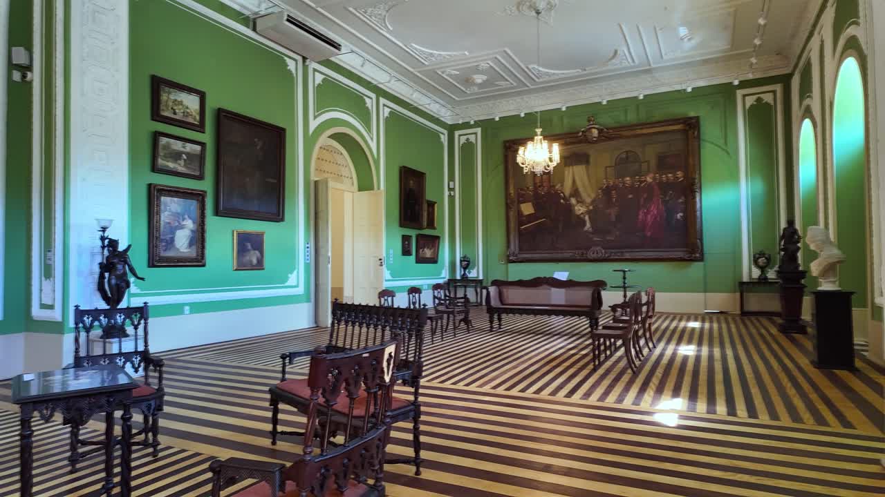 Grand Interior of a Historical Museum or Palace with Antique Furniture and Artwork