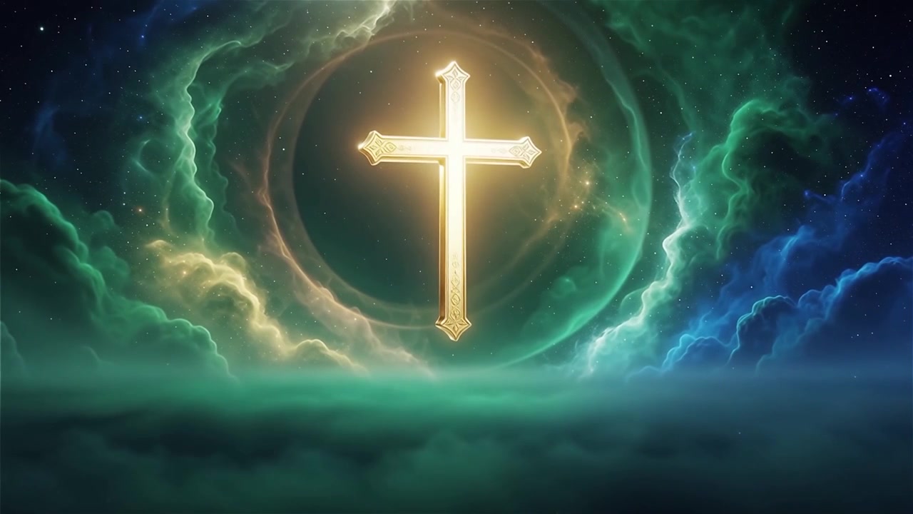 Christian Cross Heavenly Light Worship Background