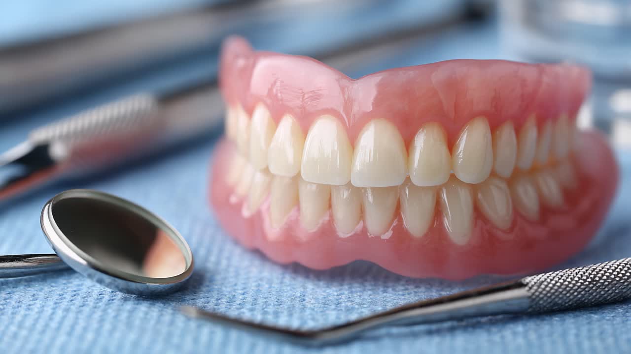 A Detailed View of a Dental Prosthesis with Instruments: Features and Importance of Dentures in Oral Health Care