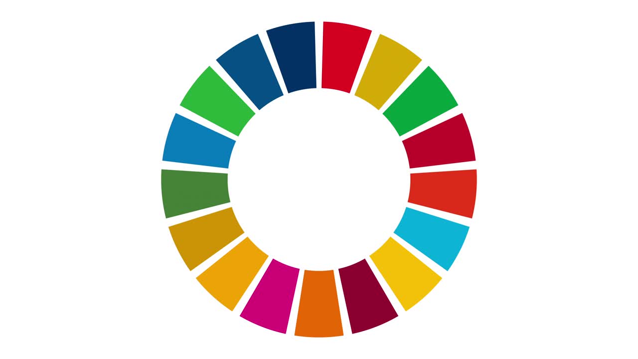 imágenes en color de sdgs en fondo blanco (animación de rotación, bucle sin costuras)