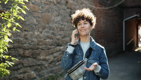 woman on the phone in urban setting