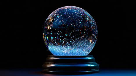 vibrant colorful snow globe on dark background
