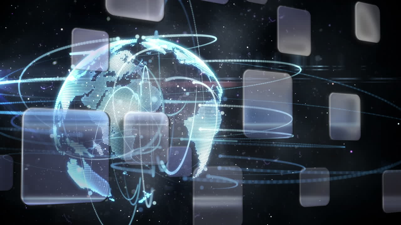 Animation of data processing over globe