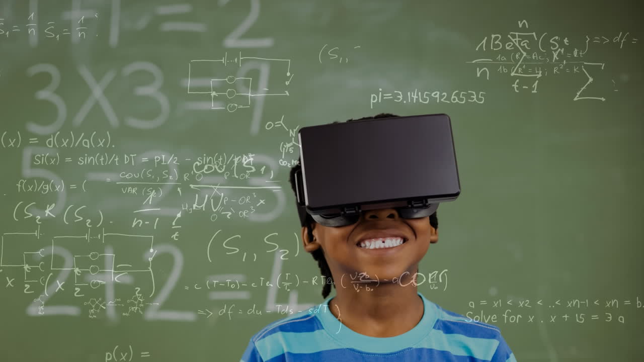Child using VR in class