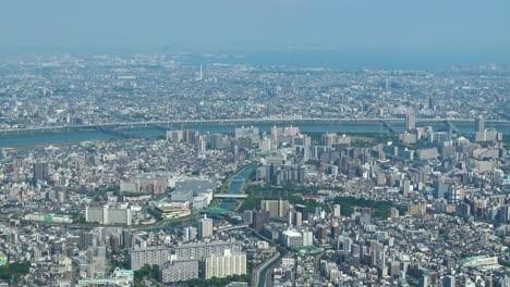 Aerial-view-of-Tokyo-and-part-of-a-river-from-Skytree-tower