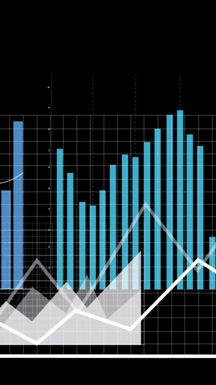 Animação de Diagramas e Ícones de Mídia em Fundo Preto