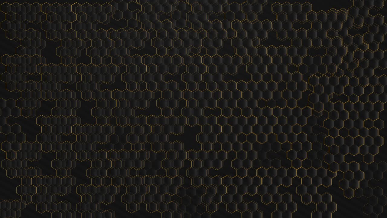 Dark Hexagonal Pattern with Golden Outlines