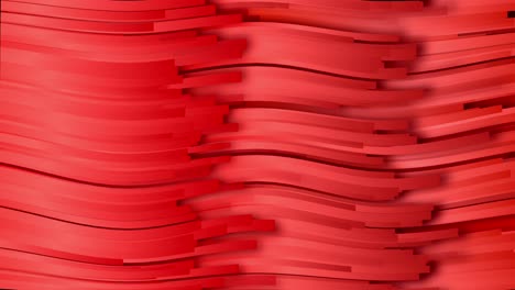 animation of overlapping and bending red gradient particle ribbons in a constant horizontal motion