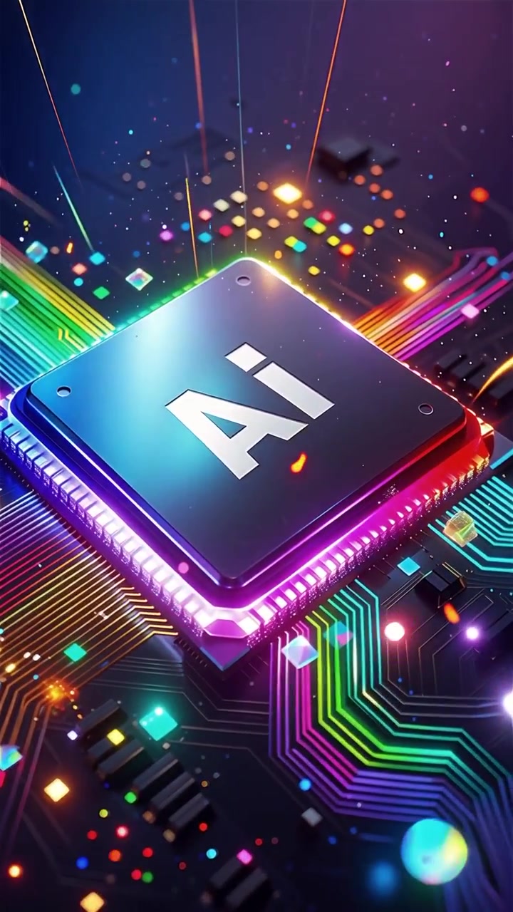 Futuristic AI Chip Motherboard Technology Background