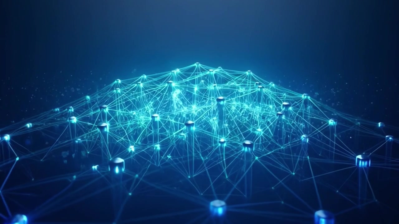 Abstract Digital Network Connection with Glowing Nodes and Lines