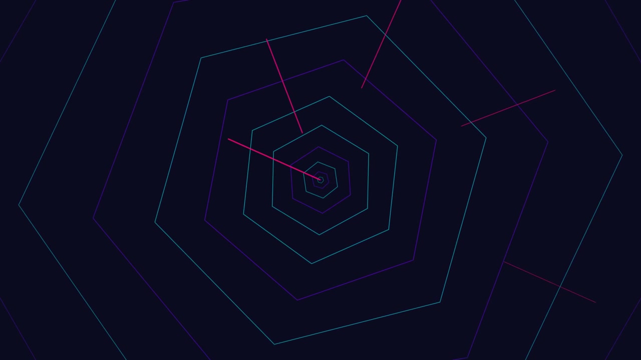 Abstract Geometric Hexagon Tunnel Animation with Pulsing Lines