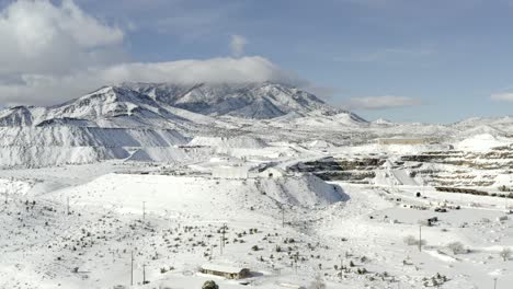 Aerial-View-of-White-Winter-Landscape-in-Californian-Desert