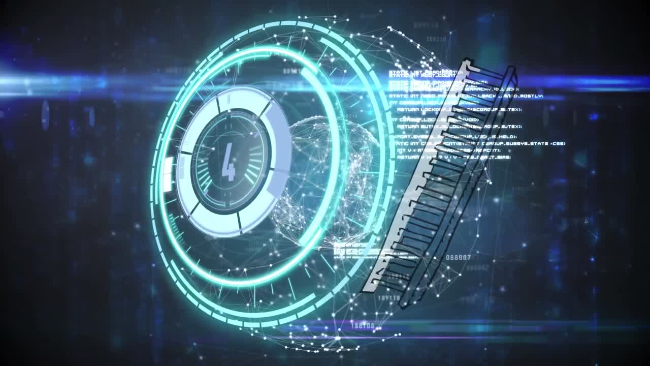 검은색 배경에 데이터 처리에 대한 범위 스캐닝의 애니메이션