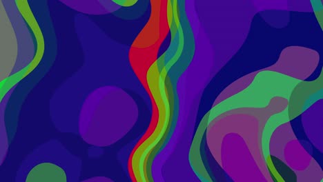 dynamic and colorful animated background - abstract, turbulent shapes and flowing lines, a mix of purple, blue, green, orange, and red hues, organic and energetic pattern