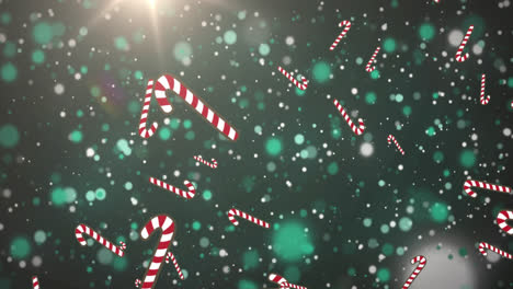 animation of candy cane falling over grey dots