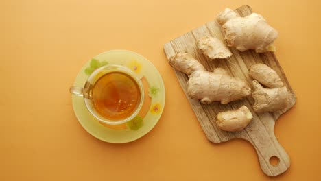 ginger tea on wooden background