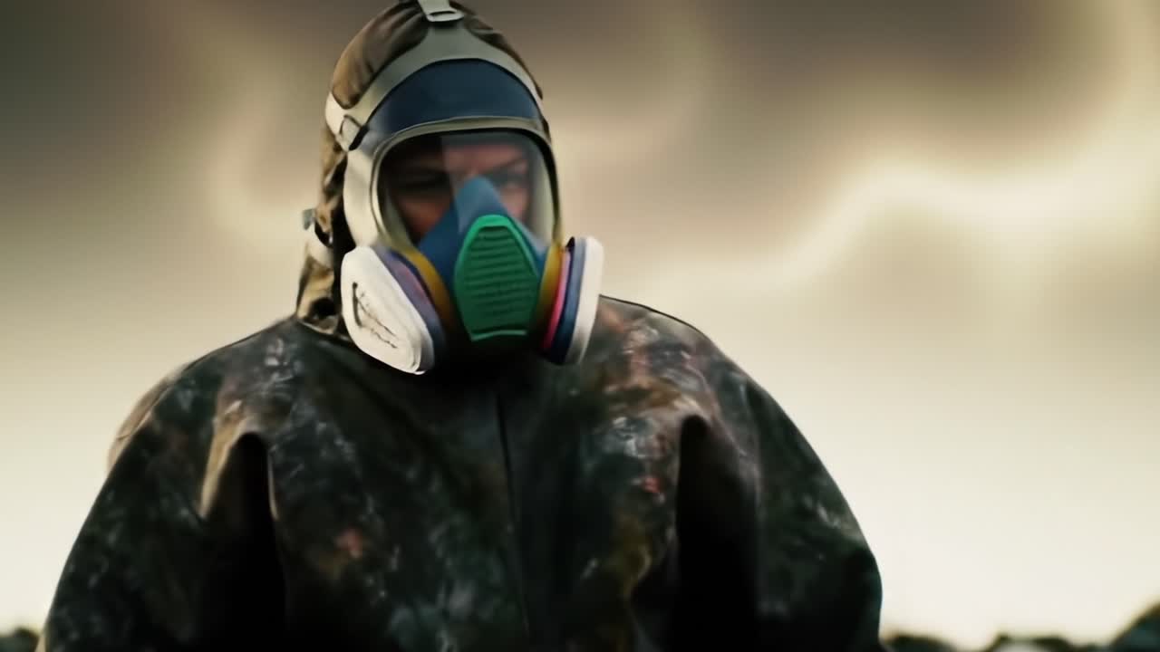 Exploring Hazardous Environments: A Close-Up of Individuals Equipped with Protective Gear Against Environmental Threats in a Dramatic Setting