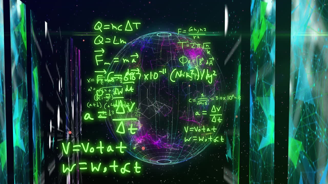 Animation of mathematical formulae and scientific data processing over globe