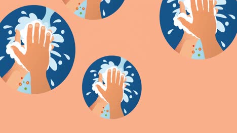 Animation-of-washing-hands-icon-on-orange-background