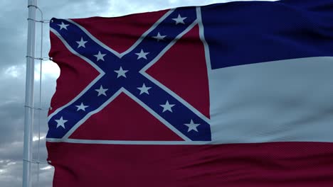 flag of mississippi waving in the wind against deep beautiful clouds sky