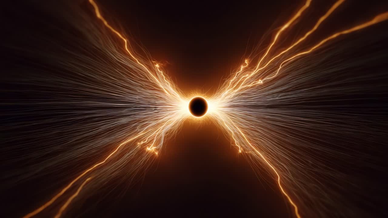 A Stunning Cosmic Display: A Radiant Nexus of Light and Energy Emitting from a Central Darkness, Capturing the Essence of Creation and Destruction in a Mesmerizing, Abstract Visual Form