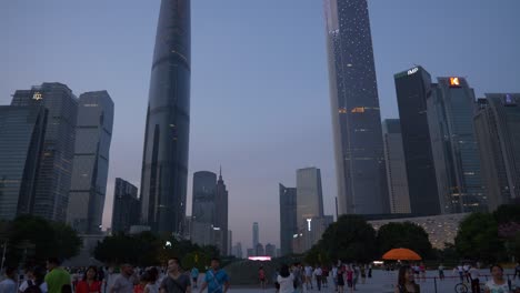 sunset time guangzhou city famous canton tower front riverside panorama 4k china