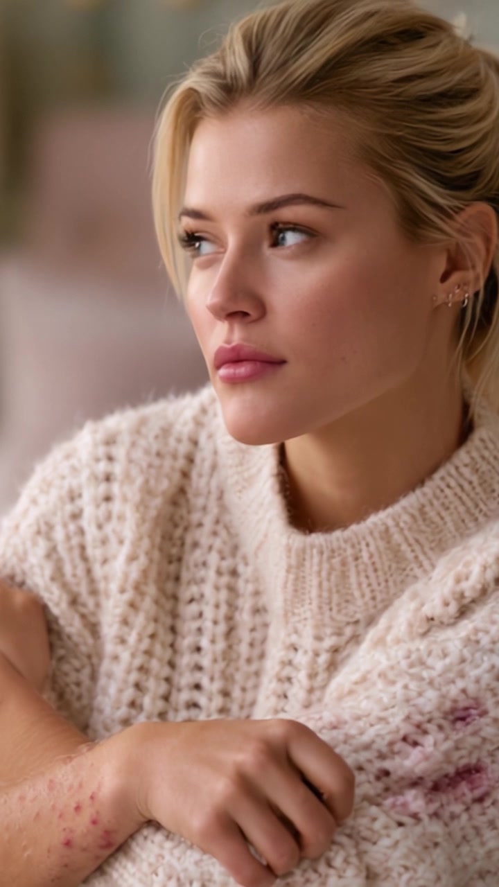A Thoughtful Portrait of a Young Woman in a Cozy Sweater, Capturing Moments of Reflection and Serenity with Soft Lighting and Natural Beauty