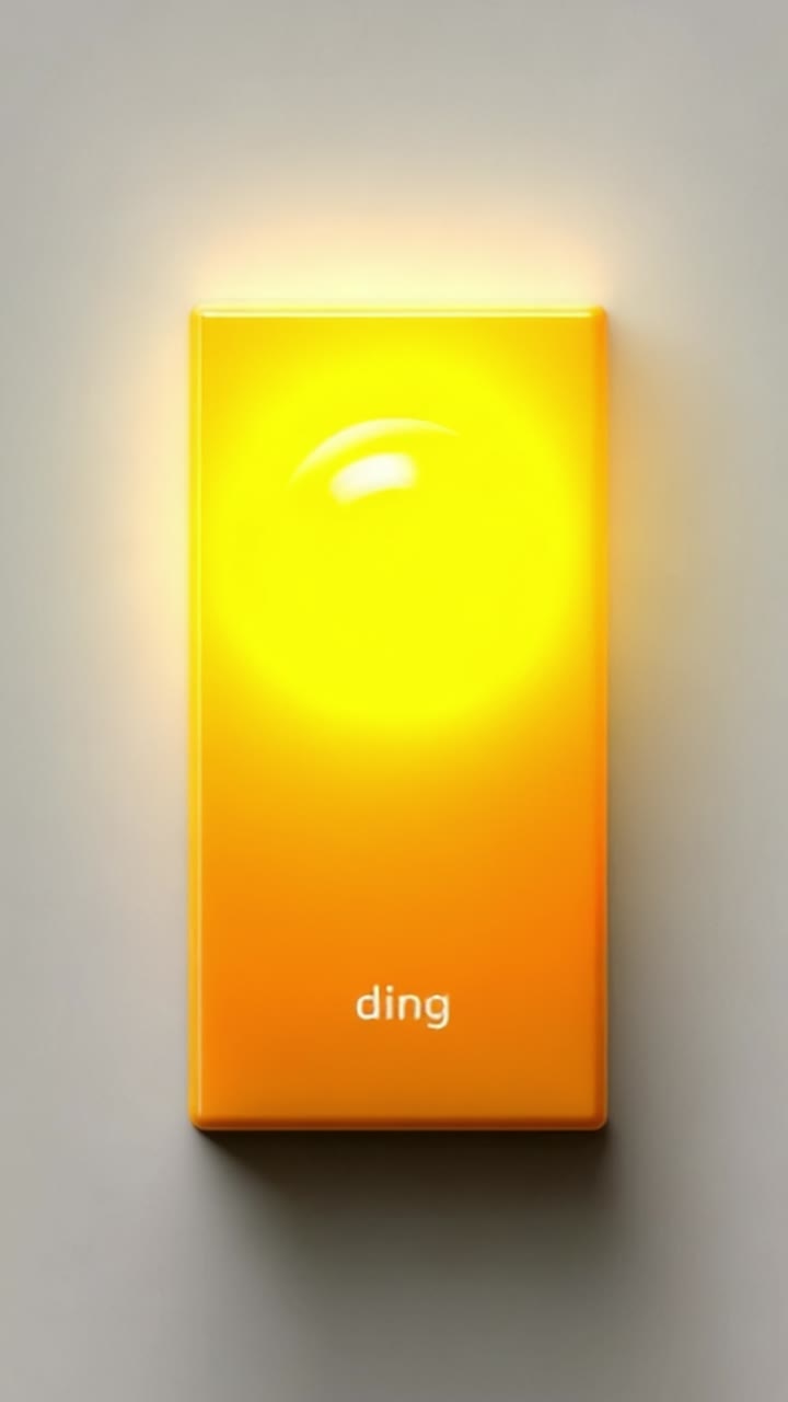 A Vibrant Orange Doorbell Illuminated by a Circular Light Source, Featuring a Playful Design, Enhancing Entryway Aesthetics with a Cheerful Dinging Sound