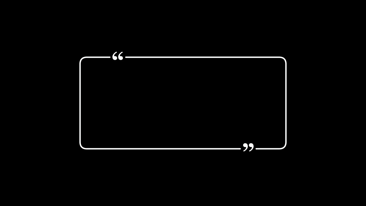 Marco animado de caja de cita blanca sobre fondo negro