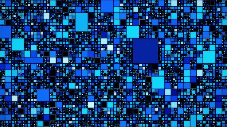 Computer Microprocessor Data Network Grid Blue Background