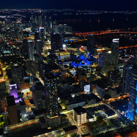 vast scenery of magnificent miami, florida, usa with billions of lights on. night panorama of metropolis from top.