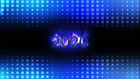 2020 gráficos y luces brillantes sobre fondo negro