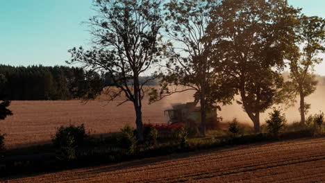 Golden Sunset Harvest in Polish Countryside Slow motion