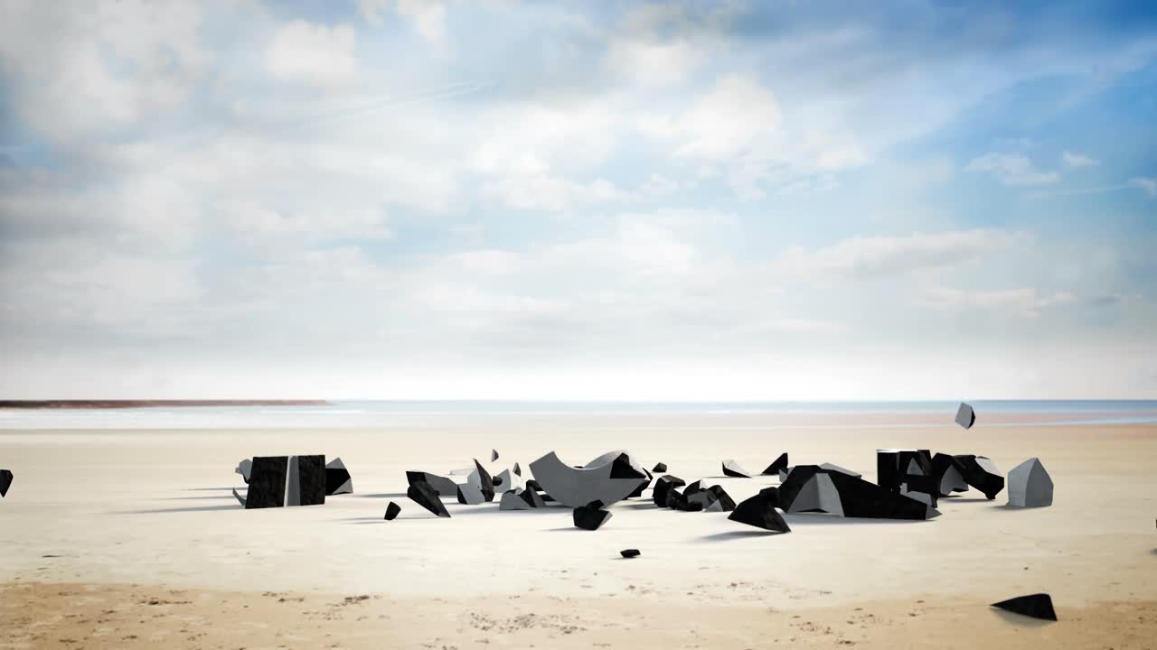 знак доллара падает на пляж.