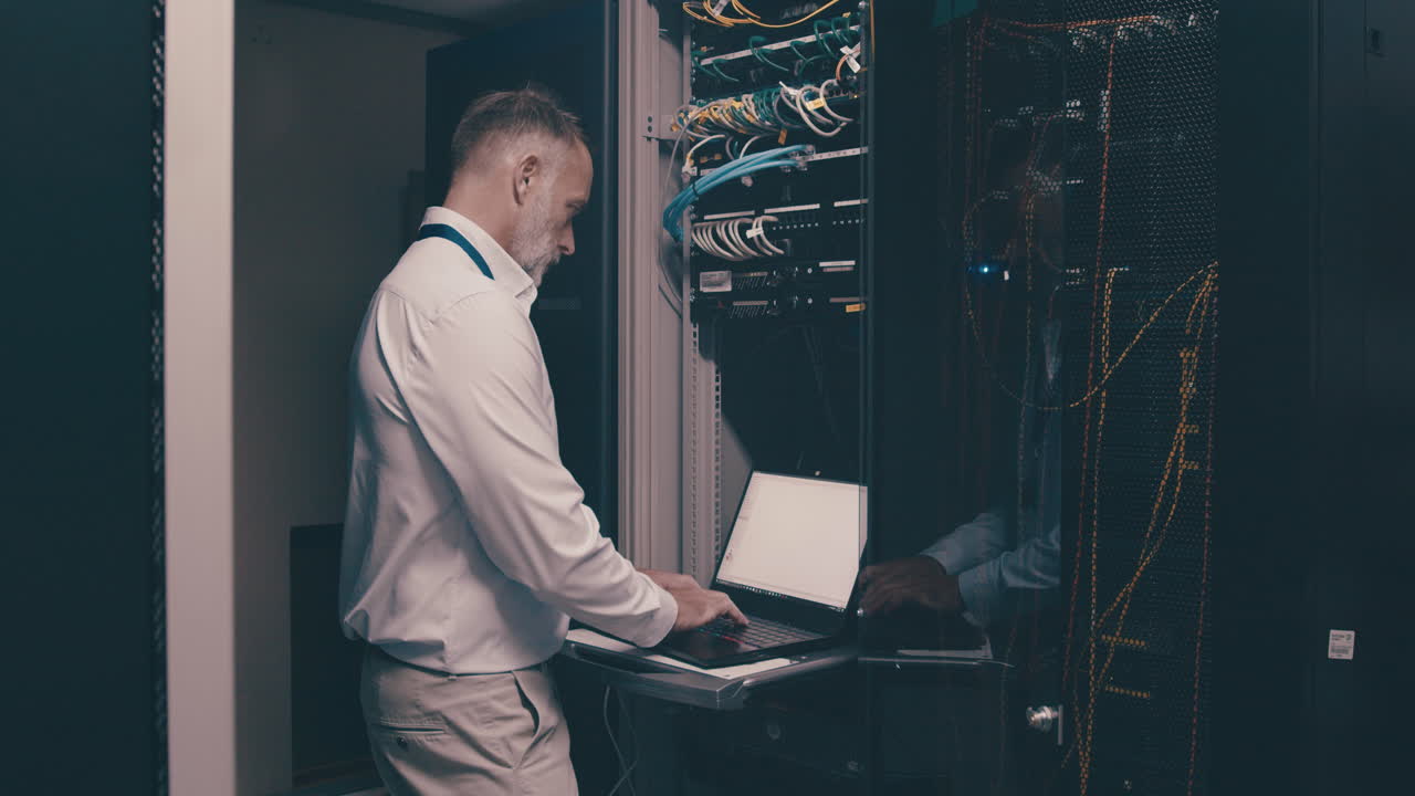 un hombre maduro usando una computadora portátil mientras trabaja